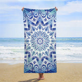 Lofaris Blue White Porcelain Floral Custom Name Beach Towel